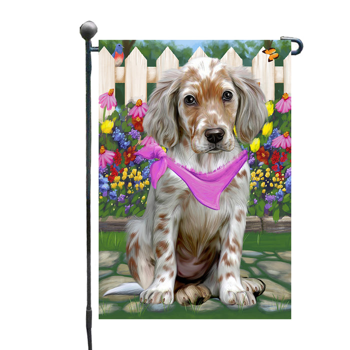 Spring Floral English Setter Dog Garden Flags Outdoor Decor for Homes and Gardens Double Sided Garden Yard Spring Decorative Vertical Home Flags Garden Porch Lawn Flag for Decorations GFLG68271