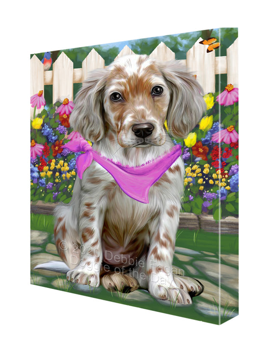 Spring Floral English Setter Dog Canvas Wall Art - Premium Quality Ready to Hang Room Decor Wall Art Canvas - Unique Animal Printed Digital Painting for Decoration CVS478