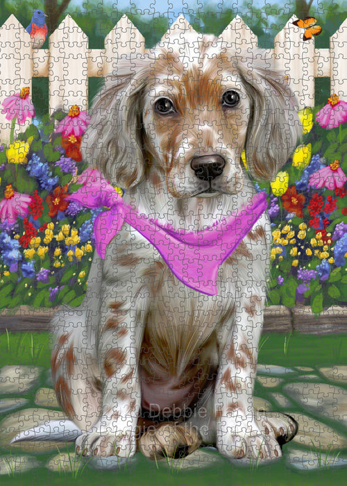 Spring Floral English Setter Dog Portrait Jigsaw Puzzle for Adults Animal Interlocking Puzzle Game Unique Gift for Dog Lover's with Metal Tin Box PZL773