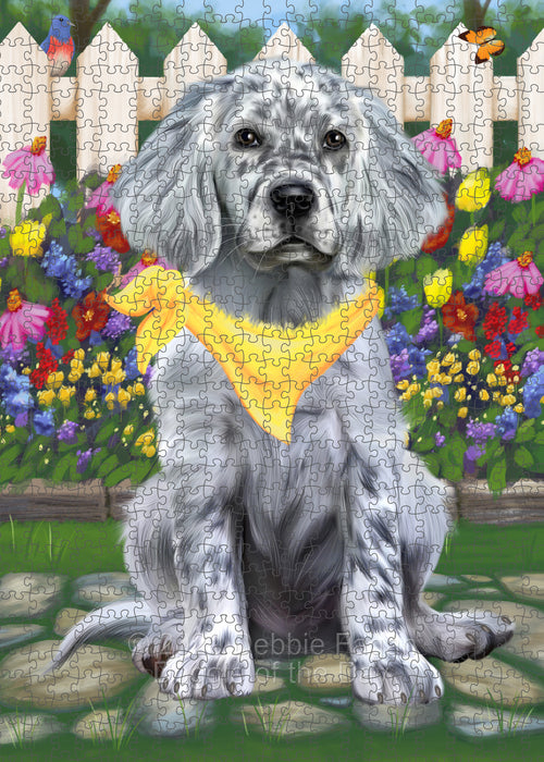 Spring Floral English Setter Dog Portrait Jigsaw Puzzle for Adults Animal Interlocking Puzzle Game Unique Gift for Dog Lover's with Metal Tin Box PZL774