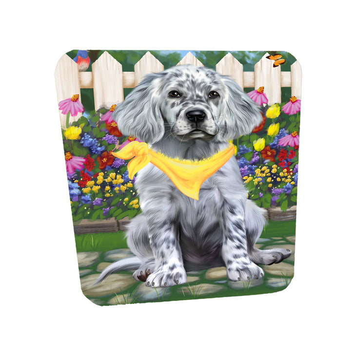 Spring Floral English Setter Dog Coasters Set of 4 CSTA58536