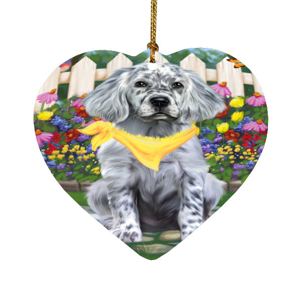 Spring Floral English Setter Dog Heart Christmas Ornament HPORA59297