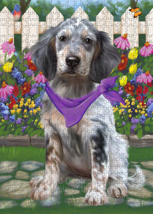 Spring Floral English Setter Dog Portrait Jigsaw Puzzle for Adults Animal Interlocking Puzzle Game Unique Gift for Dog Lover's with Metal Tin Box PZL775