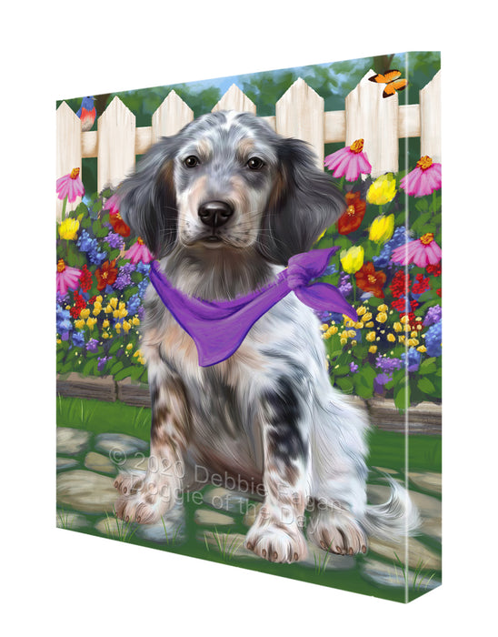 Spring Floral English Setter Dog Canvas Wall Art - Premium Quality Ready to Hang Room Decor Wall Art Canvas - Unique Animal Printed Digital Painting for Decoration CVS480