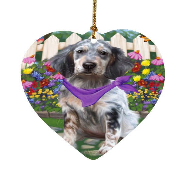 Spring Floral English Setter Dog Heart Christmas Ornament HPORA59298