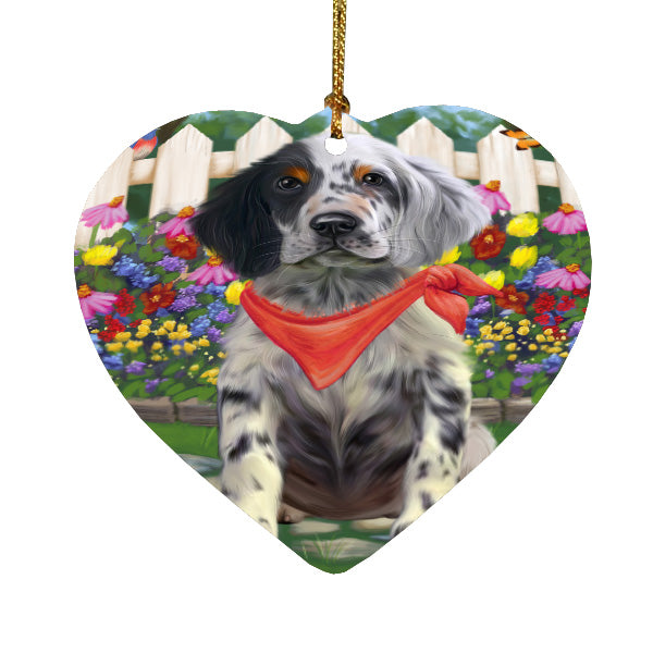 Spring Floral English Setter Dog Heart Christmas Ornament HPORA59299
