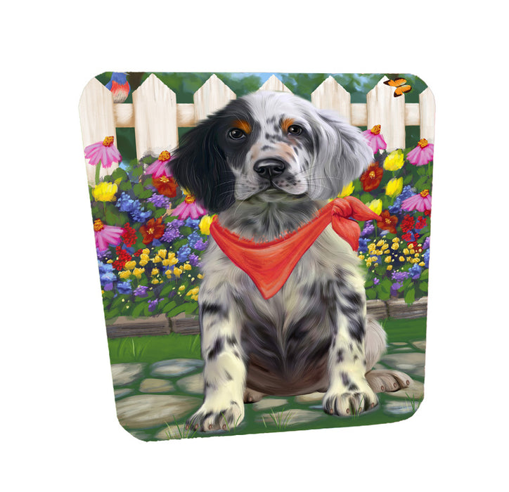 Spring Floral English Setter Dog Coasters Set of 4 CSTA58538