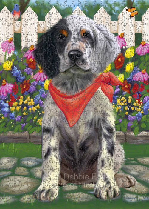 Spring Floral English Setter Dog Portrait Jigsaw Puzzle for Adults Animal Interlocking Puzzle Game Unique Gift for Dog Lover's with Metal Tin Box PZL776