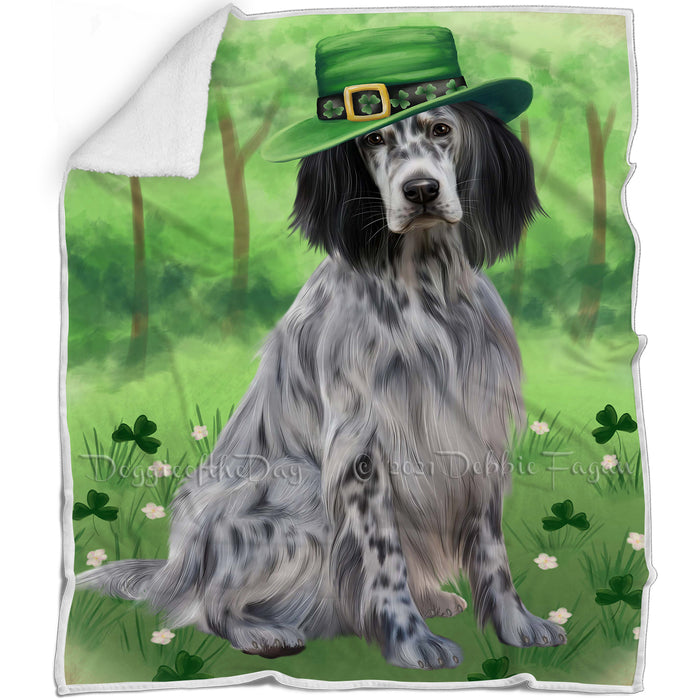 St. Patricks Day Irish Portrait English Setter Dog Blanket BLNKT142342