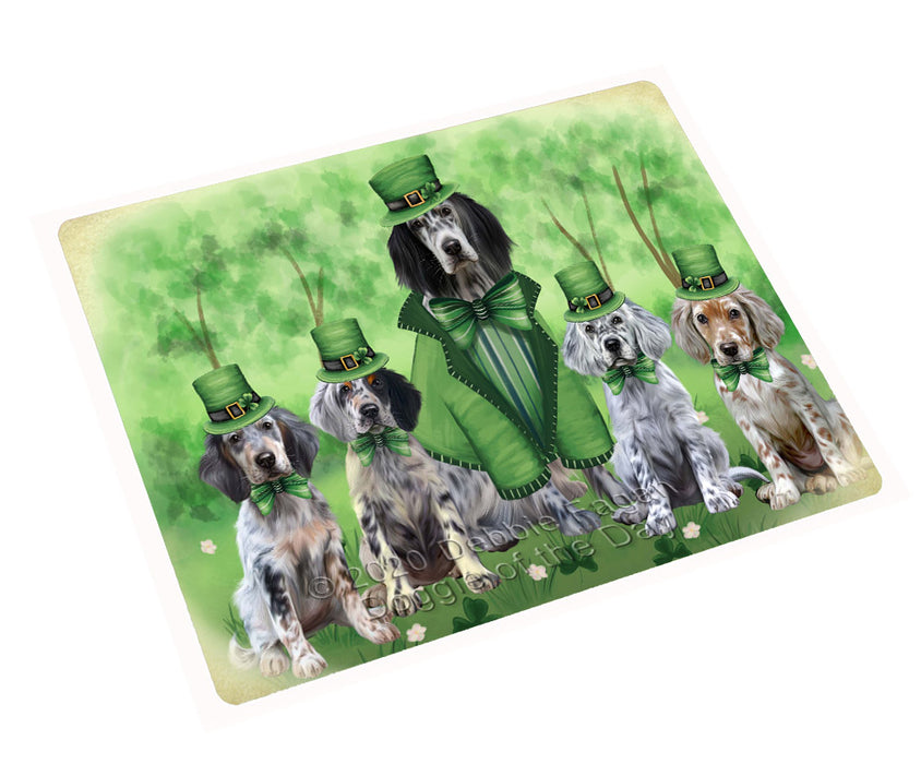 St. Patrick's Day Family English Setter Dogs Cutting Board - For Kitchen - Scratch & Stain Resistant - Designed To Stay In Place - Easy To Clean By Hand - Perfect for Chopping Meats, Vegetables
