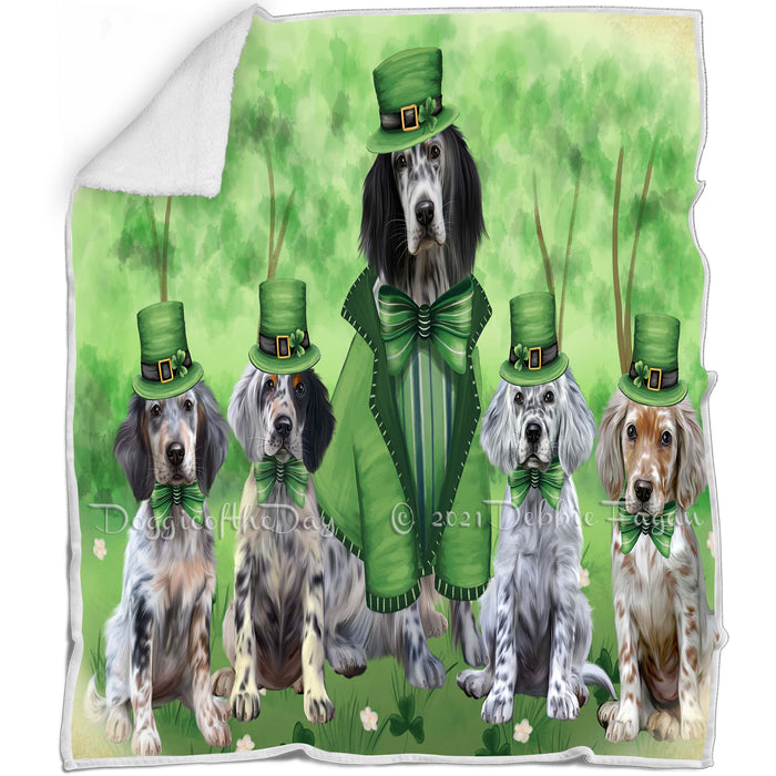 St. Patricks Day Irish Portrait English Setter Dogs Blanket BLNKT142347