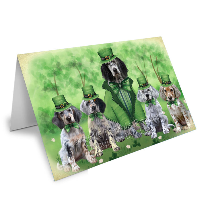 St. Patrick's Day Family English Setter Dogs Handmade Artwork Assorted Pets Greeting Cards and Note Cards with Envelopes for All Occasions and Holiday Seasons