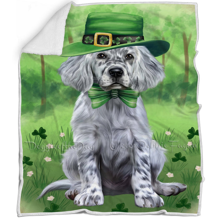 St. Patricks Day Irish Portrait English Setter Dog Blanket BLNKT142343
