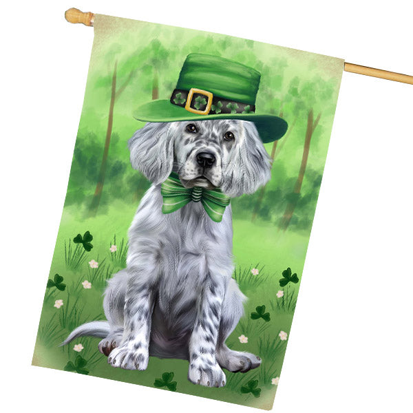 St. Patrick's Day English Setter Dog House Flag Outdoor Decorative Double Sided Pet Portrait Weather Resistant Premium Quality Animal Printed Home Decorative Flags 100% Polyester FLG69722