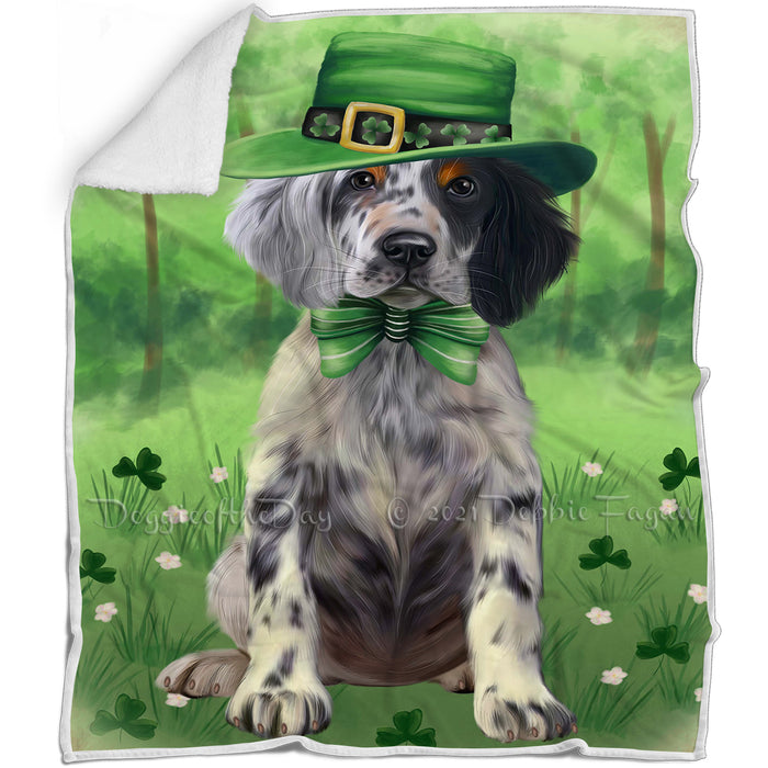 St. Patricks Day Irish Portrait English Setter Dog Blanket BLNKT142344