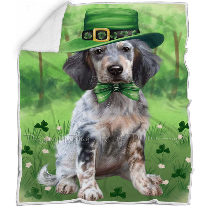 St. Patricks Day Irish Portrait English Setter Dog Blanket BLNKT142345