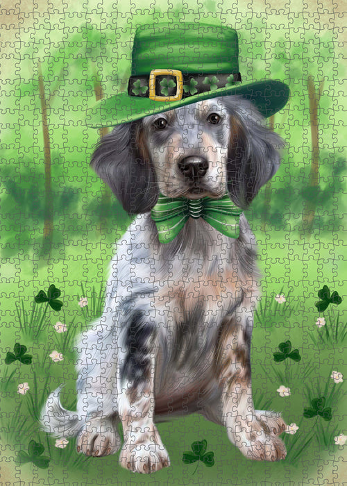 St. Patrick's Day English Setter Dog Portrait Jigsaw Puzzle for Adults Animal Interlocking Puzzle Game Unique Gift for Dog Lover's with Metal Tin Box PZL1031