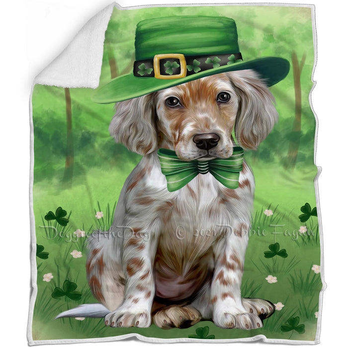 St. Patricks Day Irish Portrait English Setter Dog Blanket BLNKT142346