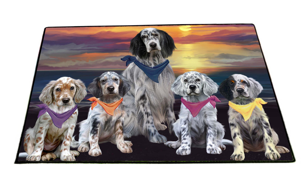 Family Sunset Portrait English Setter Dogs Floormat FLMS55861