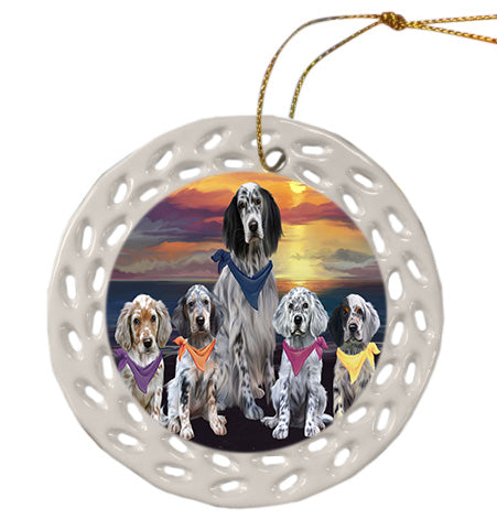 Family Sunset Portrait English Setter Dogs Doily Ornament DPOR58868