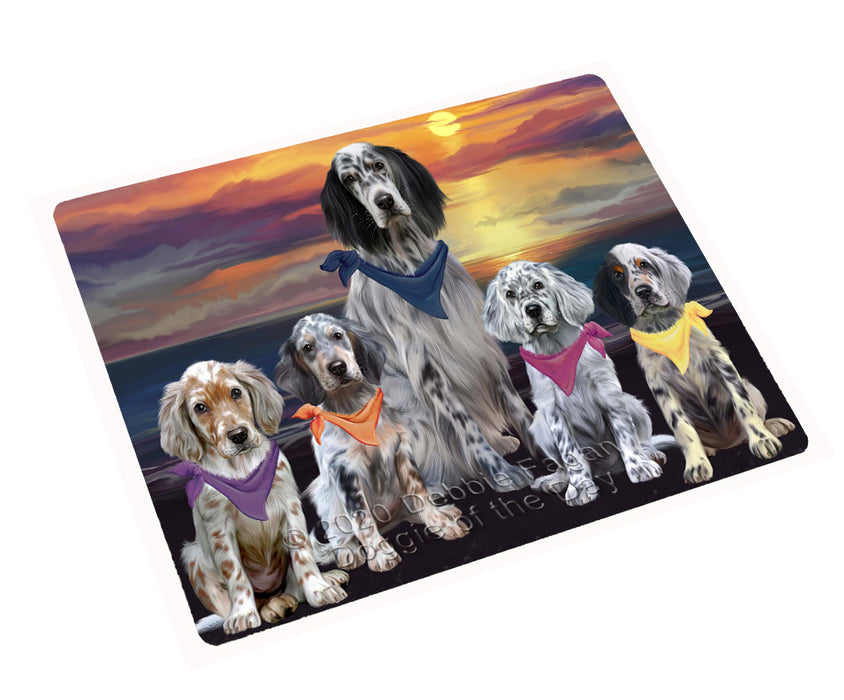 Family Sunset Portrait English Setter Dogs Cutting Board - For Kitchen - Scratch & Stain Resistant - Designed To Stay In Place - Easy To Clean By Hand - Perfect for Chopping Meats, Vegetables