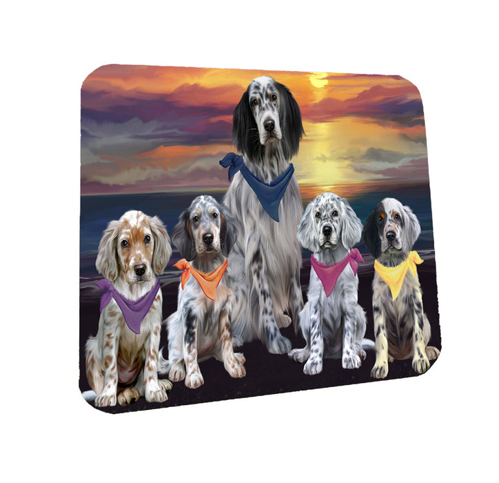 Family Sunset Portrait English Setter Dogs Coasters Set of 4 CSTA58471