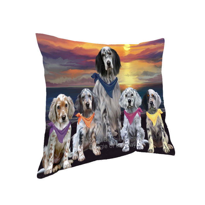 Family Sunset Portrait English Setter Dogs Pillow with Top Quality High-Resolution Images - Ultra Soft Pet Pillows for Sleeping - Reversible & Comfort - Ideal Gift for Dog Lover - Cushion for Sofa Couch Bed - 100% Polyester