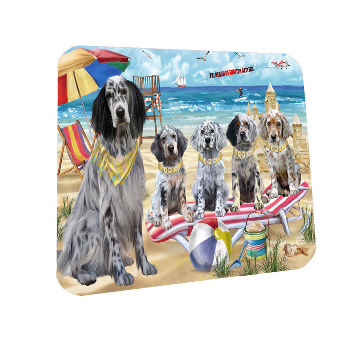 Pet Friendly Beach English Setter Dogs Coasters Set of 4 CSTA58095