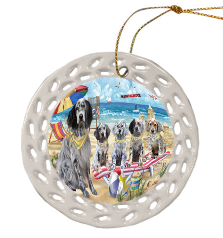 Pet Friendly Beach English Setter Dogs  Doily Ornament DPOR58507