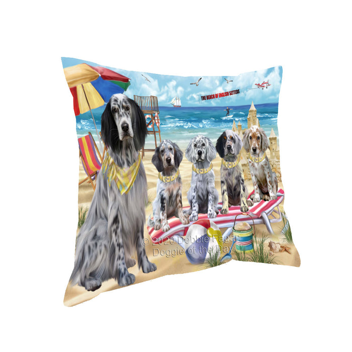 Pet Friendly Beach English Setter Dogs Pillow with Top Quality High-Resolution Images - Ultra Soft Pet Pillows for Sleeping - Reversible & Comfort - Ideal Gift for Dog Lover - Cushion for Sofa Couch Bed - 100% Polyester