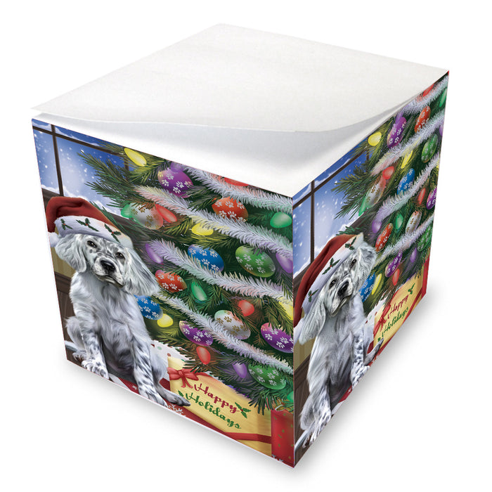 Christmas Tree and Presents English Setter Dog Note Cube NOC-DOTD-A57355