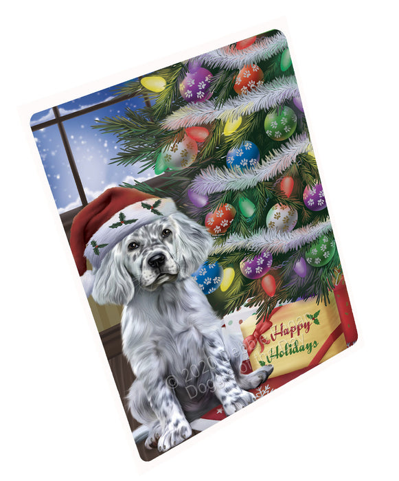 Christmas Tree and Presents English Setter Dog Cutting Board - For Kitchen - Scratch & Stain Resistant - Designed To Stay In Place - Easy To Clean By Hand - Perfect for Chopping Meats, Vegetables, CA82988