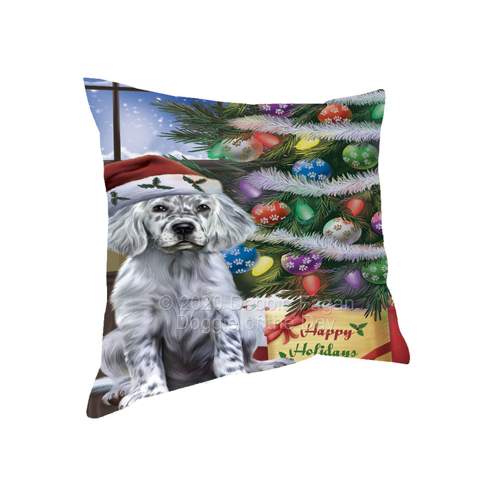 Christmas Tree and Presents English Setter Dog Pillow with Top Quality High-Resolution Images - Ultra Soft Pet Pillows for Sleeping - Reversible & Comfort - Ideal Gift for Dog Lover - Cushion for Sofa Couch Bed - 100% Polyester, PILA92377
