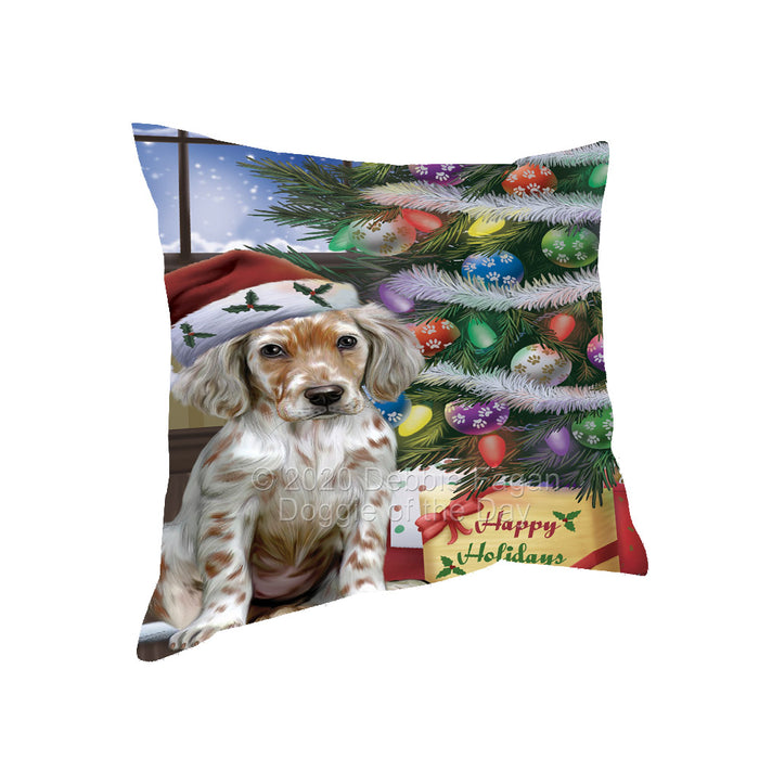 Christmas Tree and Presents English Setter Dog Pillow with Top Quality High-Resolution Images - Ultra Soft Pet Pillows for Sleeping - Reversible & Comfort - Ideal Gift for Dog Lover - Cushion for Sofa Couch Bed - 100% Polyester, PILA92380