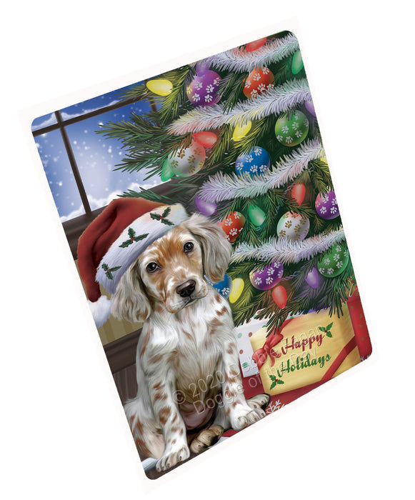 Christmas Tree and Presents English Setter Dog Cutting Board - For Kitchen - Scratch & Stain Resistant - Designed To Stay In Place - Easy To Clean By Hand - Perfect for Chopping Meats, Vegetables, CA82990