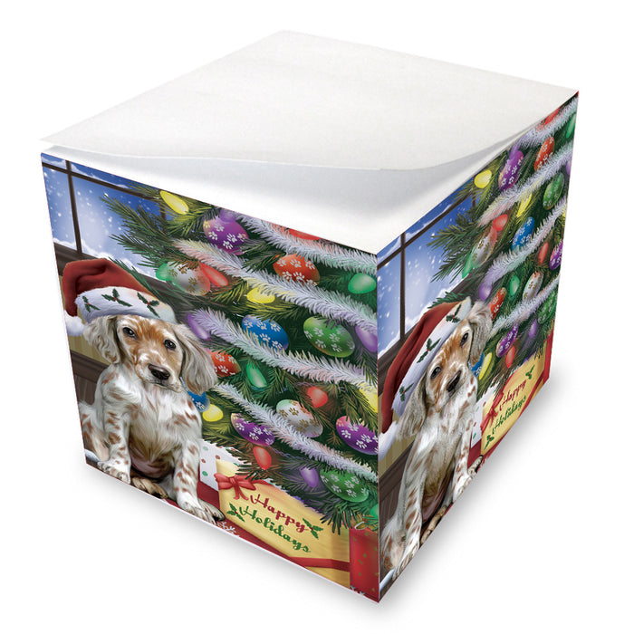 Christmas Tree and Presents English Setter Dog Note Cube NOC-DOTD-A57356
