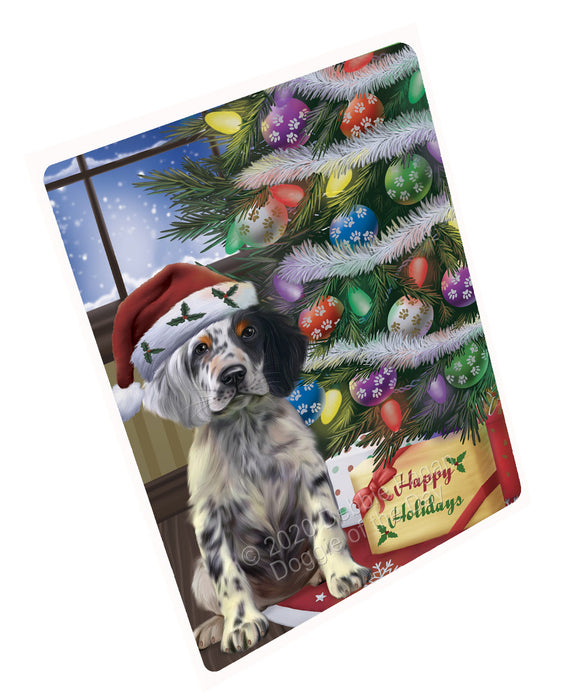 Christmas Tree and Presents English Setter Dog Cutting Board - For Kitchen - Scratch & Stain Resistant - Designed To Stay In Place - Easy To Clean By Hand - Perfect for Chopping Meats, Vegetables, CA82992