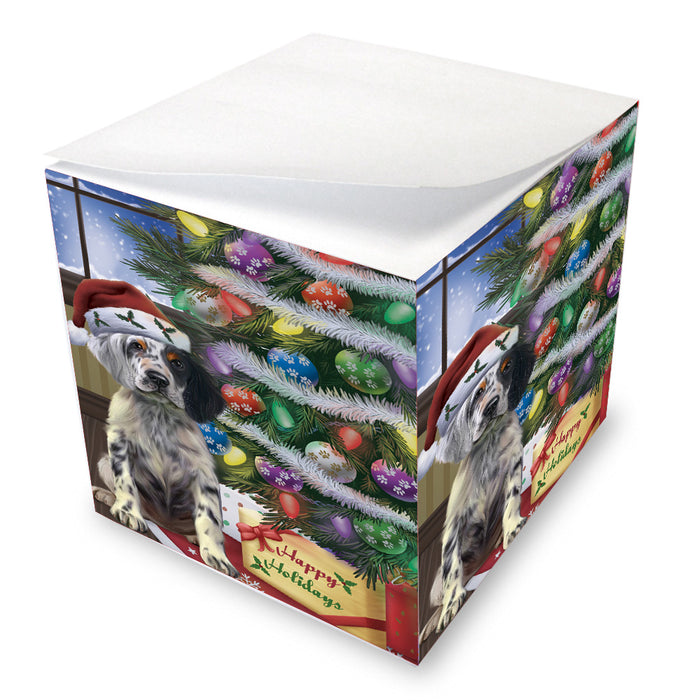 Christmas Tree and Presents English Setter Dog Note Cube NOC-DOTD-A57357