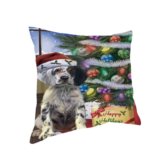 Christmas Tree and Presents English Setter Dog Pillow with Top Quality High-Resolution Images - Ultra Soft Pet Pillows for Sleeping - Reversible & Comfort - Ideal Gift for Dog Lover - Cushion for Sofa Couch Bed - 100% Polyester, PILA92383
