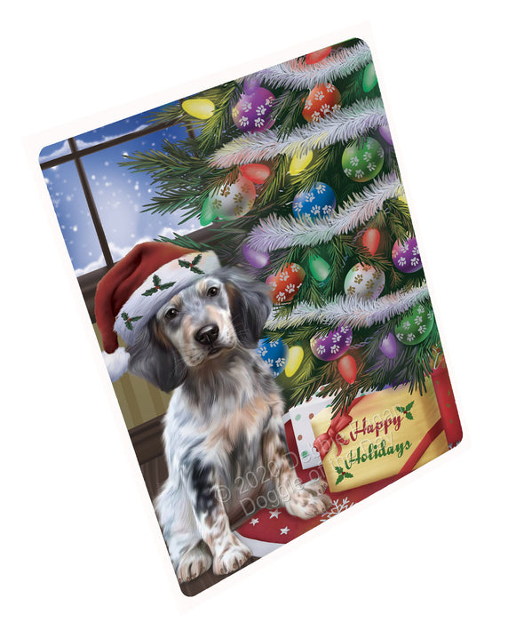 Christmas Tree and Presents English Setter Dog Cutting Board - For Kitchen - Scratch & Stain Resistant - Designed To Stay In Place - Easy To Clean By Hand - Perfect for Chopping Meats, Vegetables, CA82994
