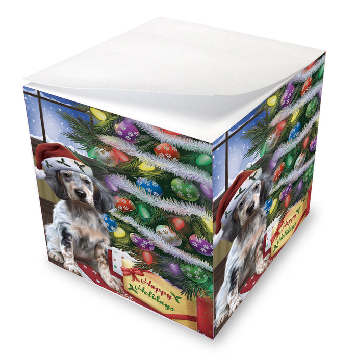 Christmas Tree and Presents English Setter Dog Note Cube NOC-DOTD-A57358