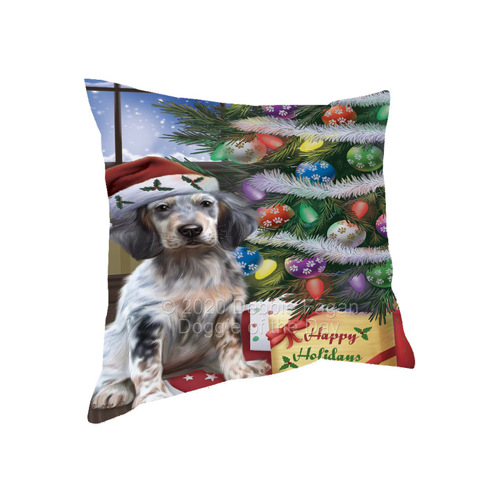 Christmas Tree and Presents English Setter Dog Pillow with Top Quality High-Resolution Images - Ultra Soft Pet Pillows for Sleeping - Reversible & Comfort - Ideal Gift for Dog Lover - Cushion for Sofa Couch Bed - 100% Polyester, PILA92386