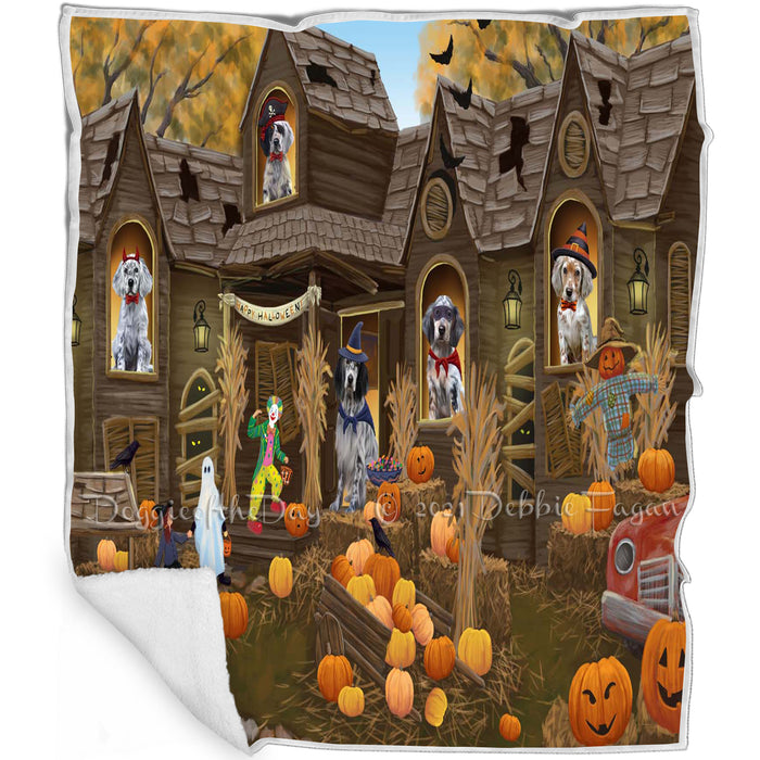 Haunted House Halloween Trick or Treat English Setter Dogs Blanket BLNKT142601