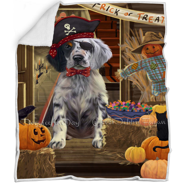Enter at Own Risk Trick or Treat Halloween English Setter Dog Blanket BLNKT142620