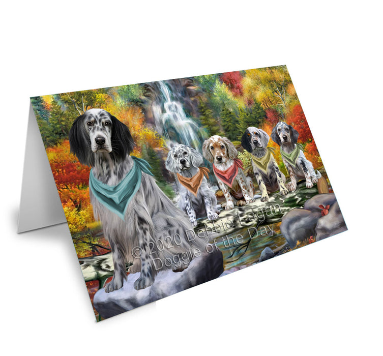 Scenic Waterfall English Setter Dogs Handmade Artwork Assorted Pets Greeting Cards and Note Cards with Envelopes for All Occasions and Holiday Seasons