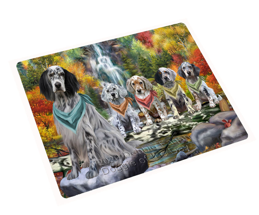 Scenic Waterfall English Setter Dogs Cutting Board - For Kitchen - Scratch & Stain Resistant - Designed To Stay In Place - Easy To Clean By Hand - Perfect for Chopping Meats, Vegetables
