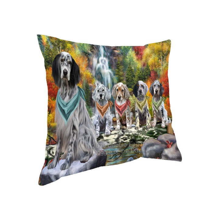 Scenic Waterfall English Setter Dogs Pillow with Top Quality High-Resolution Images - Ultra Soft Pet Pillows for Sleeping - Reversible & Comfort - Ideal Gift for Dog Lover - Cushion for Sofa Couch Bed - 100% Polyester