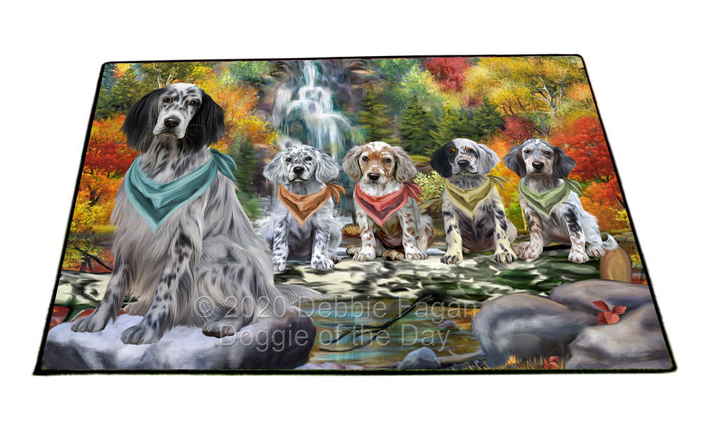 Scenic Waterfall English Setter Dogs Floormat FLMS55765