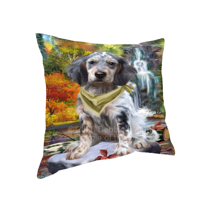 Scenic Waterfall English Setter Dog Pillow with Top Quality High-Resolution Images - Ultra Soft Pet Pillows for Sleeping - Reversible & Comfort - Ideal Gift for Dog Lover - Cushion for Sofa Couch Bed - 100% Polyester, PILA92674
