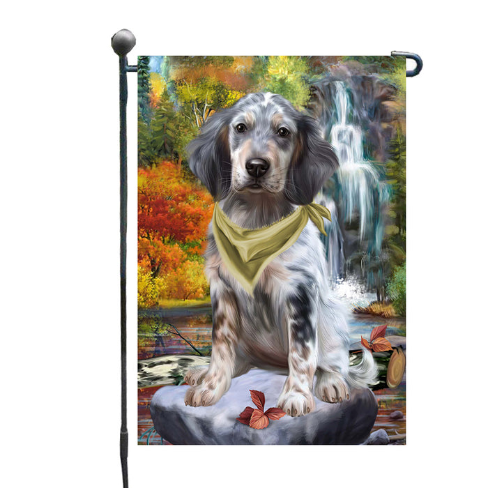 Scenic Waterfall English Setter Dog Garden Flags Outdoor Decor for Homes and Gardens Double Sided Garden Yard Spring Decorative Vertical Home Flags Garden Porch Lawn Flag for Decorations GFLG68108